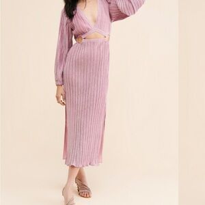 Suboo cutout maxi dress Shimmering Pink Long Sleeve Dress